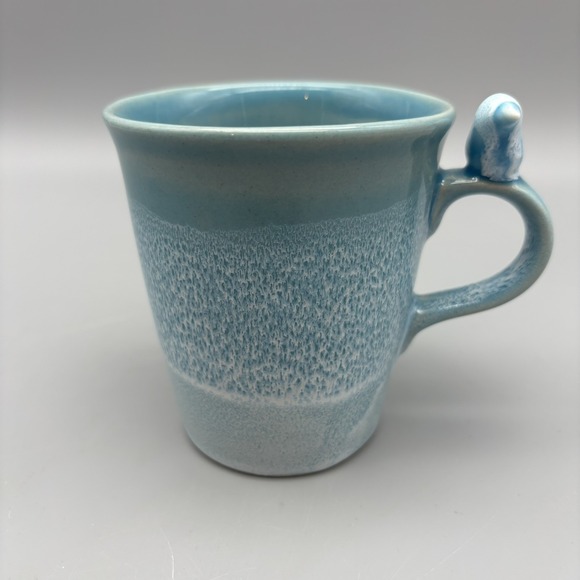 Studio Other - Studio Art Pottery‎ Mug Teal Glazed W/Bird On Handle Signed Bird Lover
